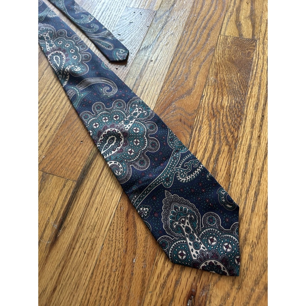 Vintage Robert Talbott Carmel Valley Paisley Neck Tie Blue Green Men's Silk USA